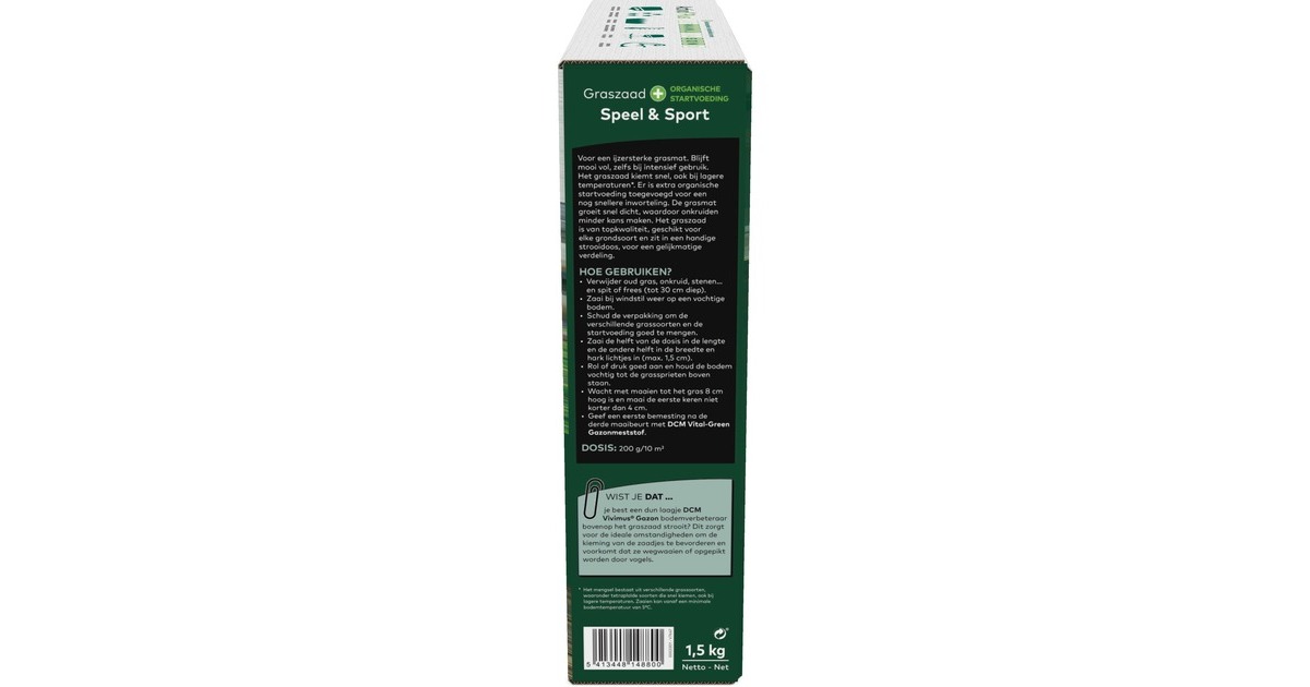 DCMGraszaad Plus Speel & Sport 1,5 kg zaden  (Tot 75 m²)