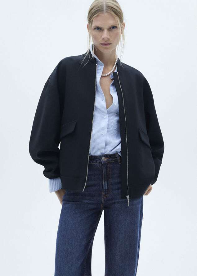 MANGO Danila medium-rise wideleg jeans Open blue