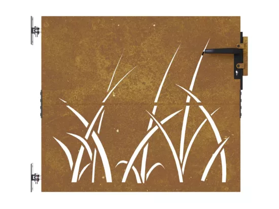 Portail de jardin 85x100 cm acier corten conception d'herbe