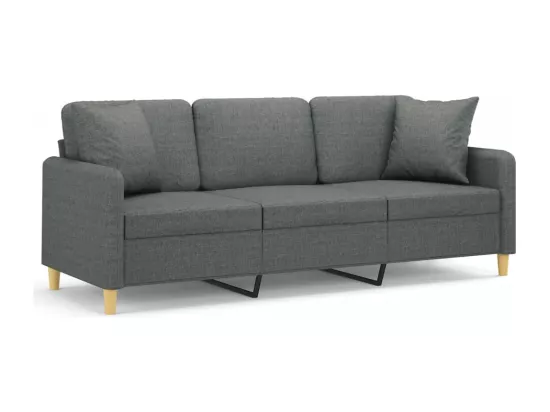 Canapé 3 places avec oreillers gris foncé 180 cm tissu