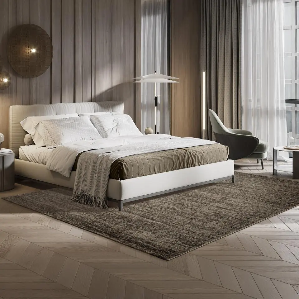 Relax Oslo - Laagpolig Effen Vloerkleed - Bruin - 140x200 CM