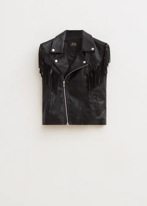 Gilet van imitatieleer zwart (ZWART)