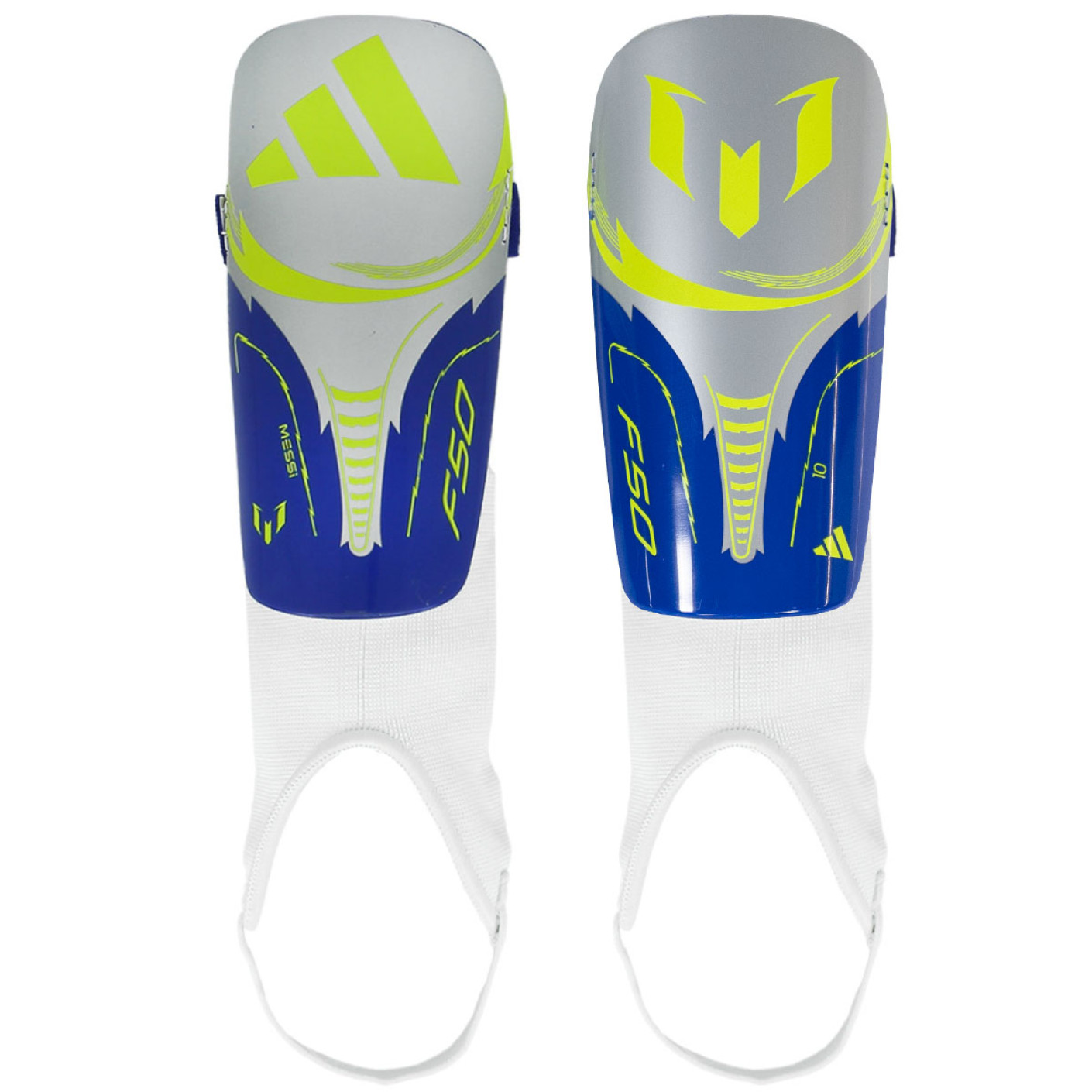 Adidas Messi Match Scheenbeschermers Kids Zilver Blauw Geel
