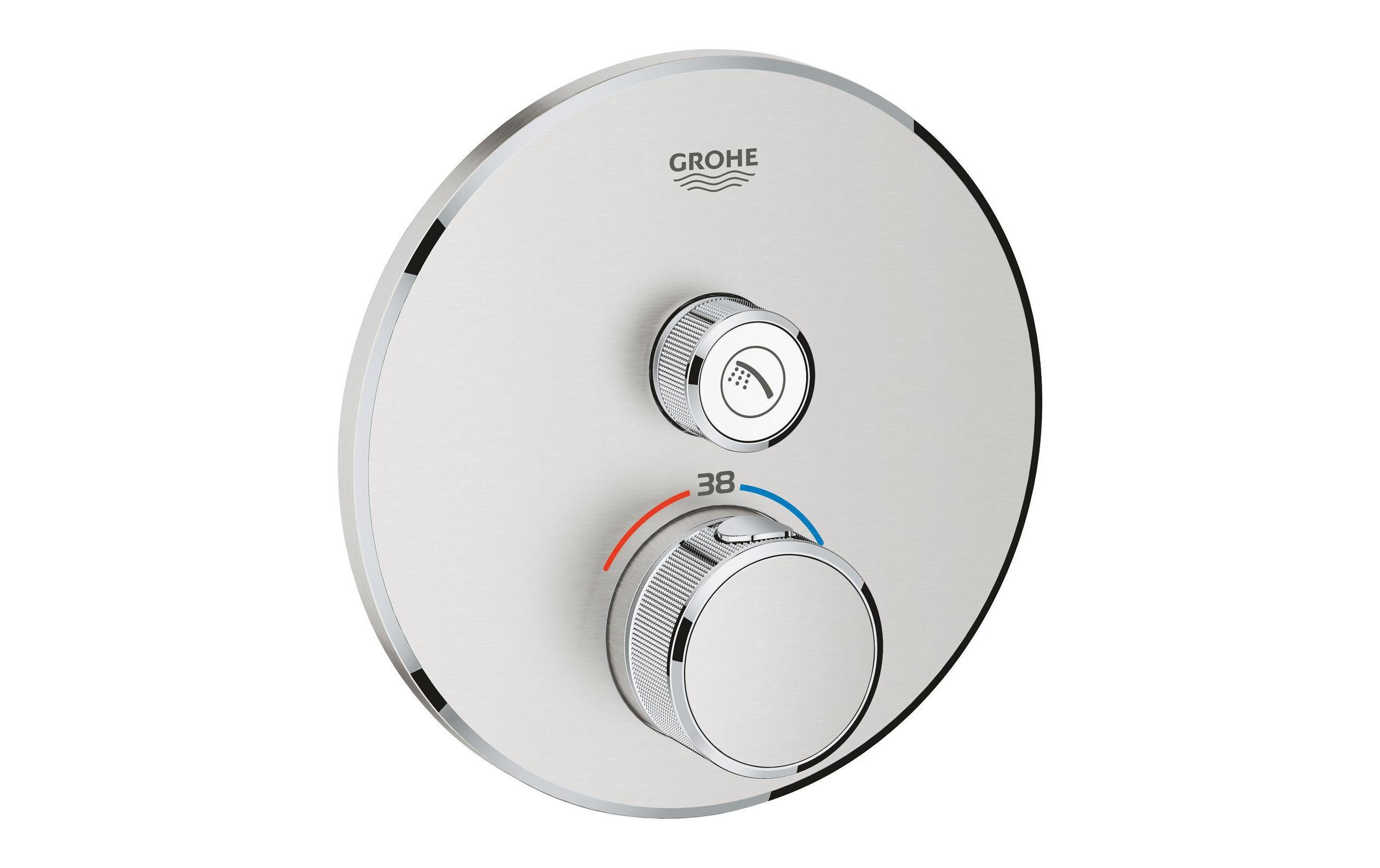 Duscharmatur Grohtherm SmartControl 43 mm, Supersteel<br>Thermostat mit einem Absperrventil