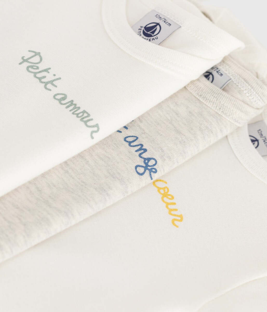 PETIT BATEAU<br>Conjunto de 3 bodies de manga curta