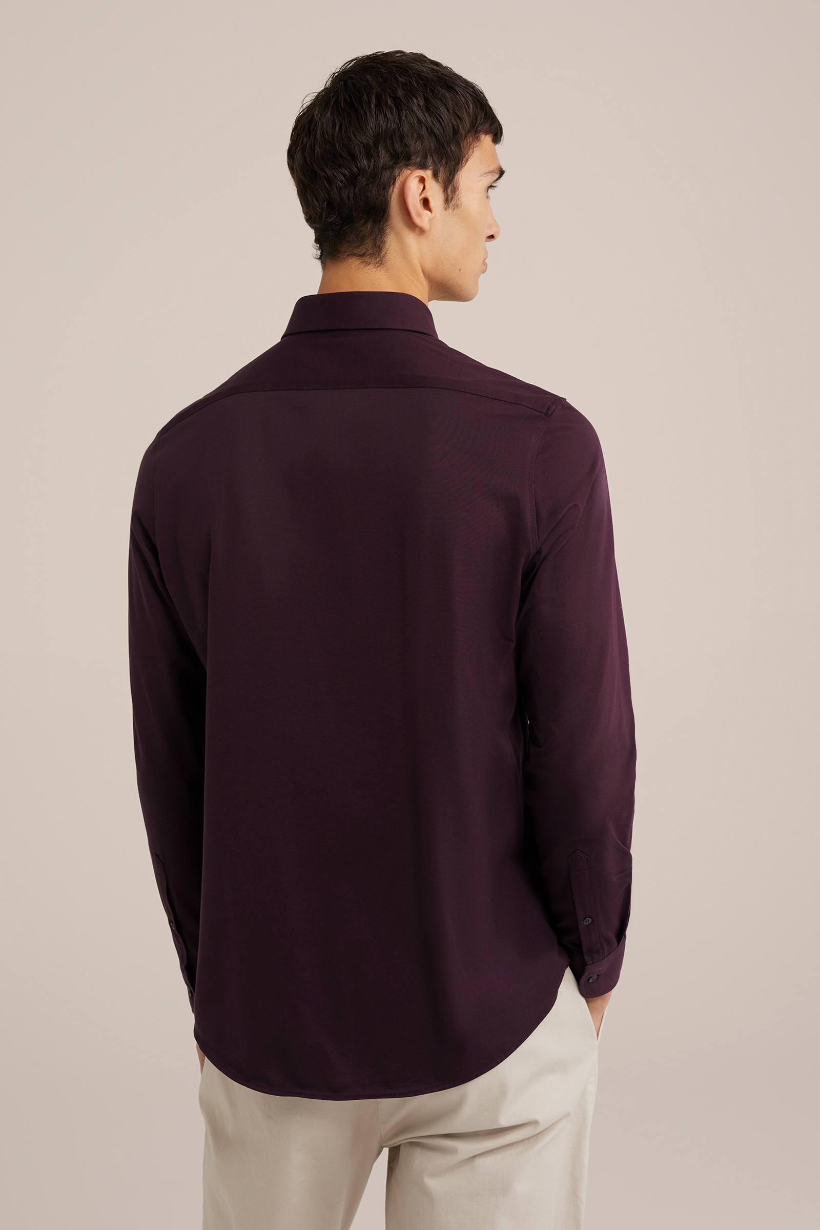 jersey overhemd met stretch WE Fashion Bordeauxrood