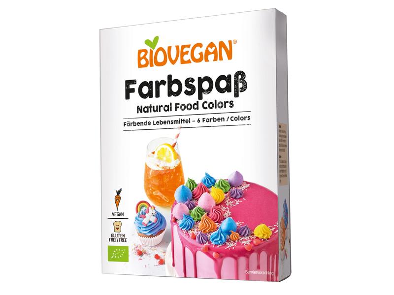 Biovegan Bio Farbspass Lebensmittelfarbe 6 x 8 g Biologisch zertifiziertes Pulver zum Färben von Lebensmitteln