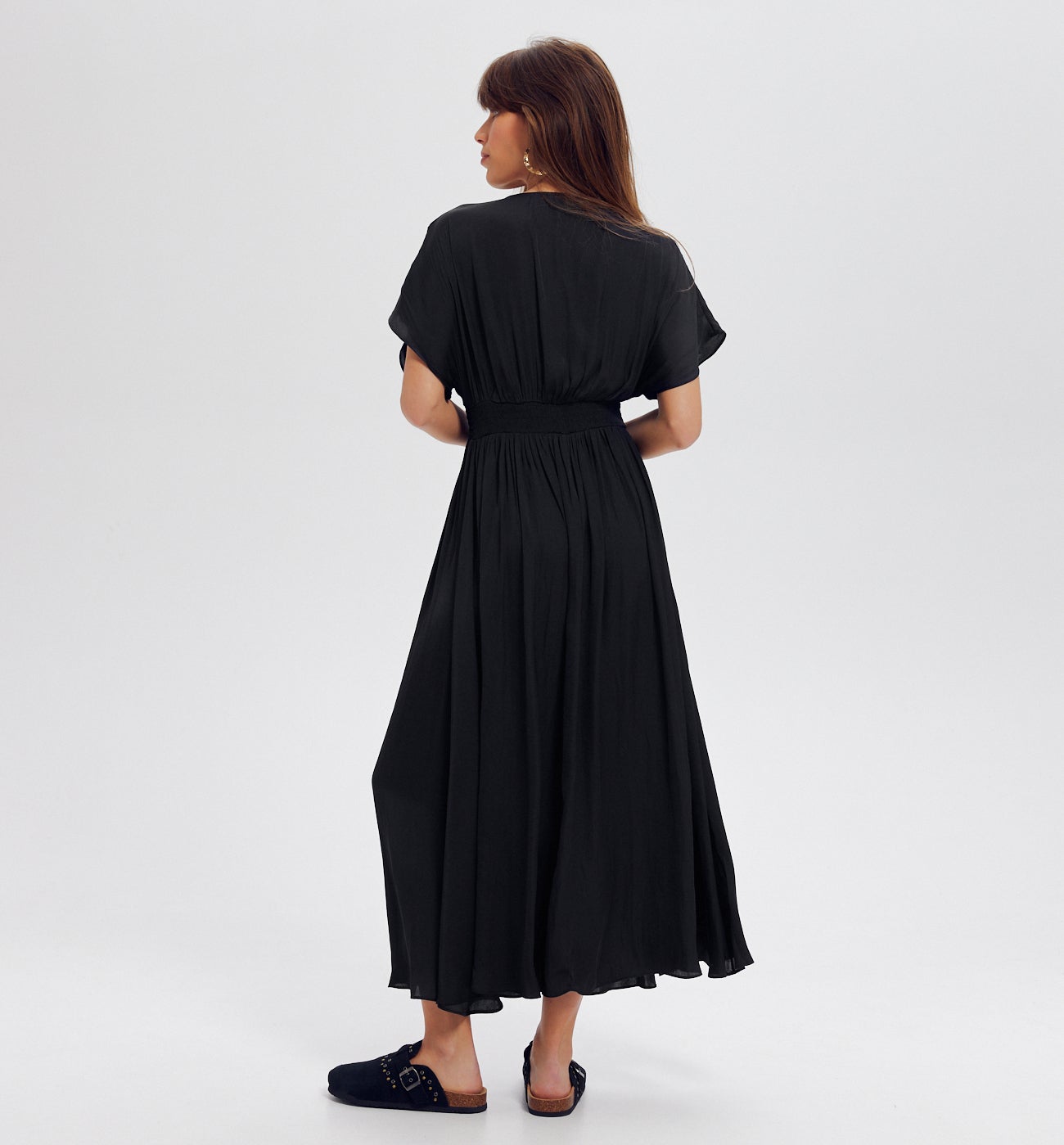 Robe longue en satin Femme - Noir