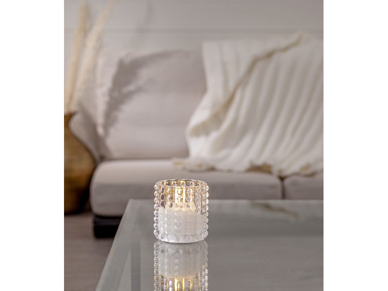 Star Trading LED-Kerze Flamme Dotty, Transparent, 10 cm Stimmungsvolle Dekoration mit Timerfunktion