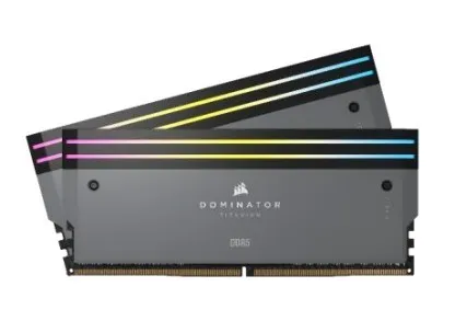 CORSAIR Dominator Titanium RGB - DDR5 - sæt - 64 GB: 2 x 32 GB - DIMM 288-PIN - 6000 MT/s / PC5-48000 - CL30 - 1.4 V - ikke bufferet - ikke-ECC - grå
