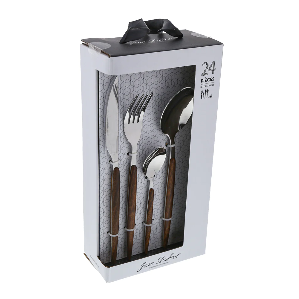 Ménagère 24 pièces Amsterdam en inox et manche effet bois Jean Dubost