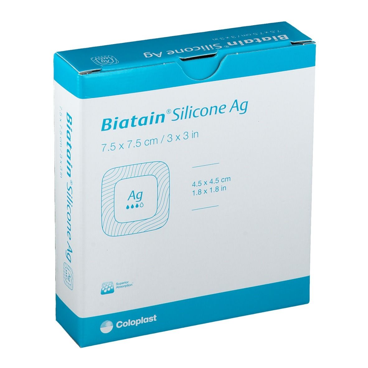 BIATAIN® Silicone Ag Schaumverband mit Silber 7,5 x 7,5 cm