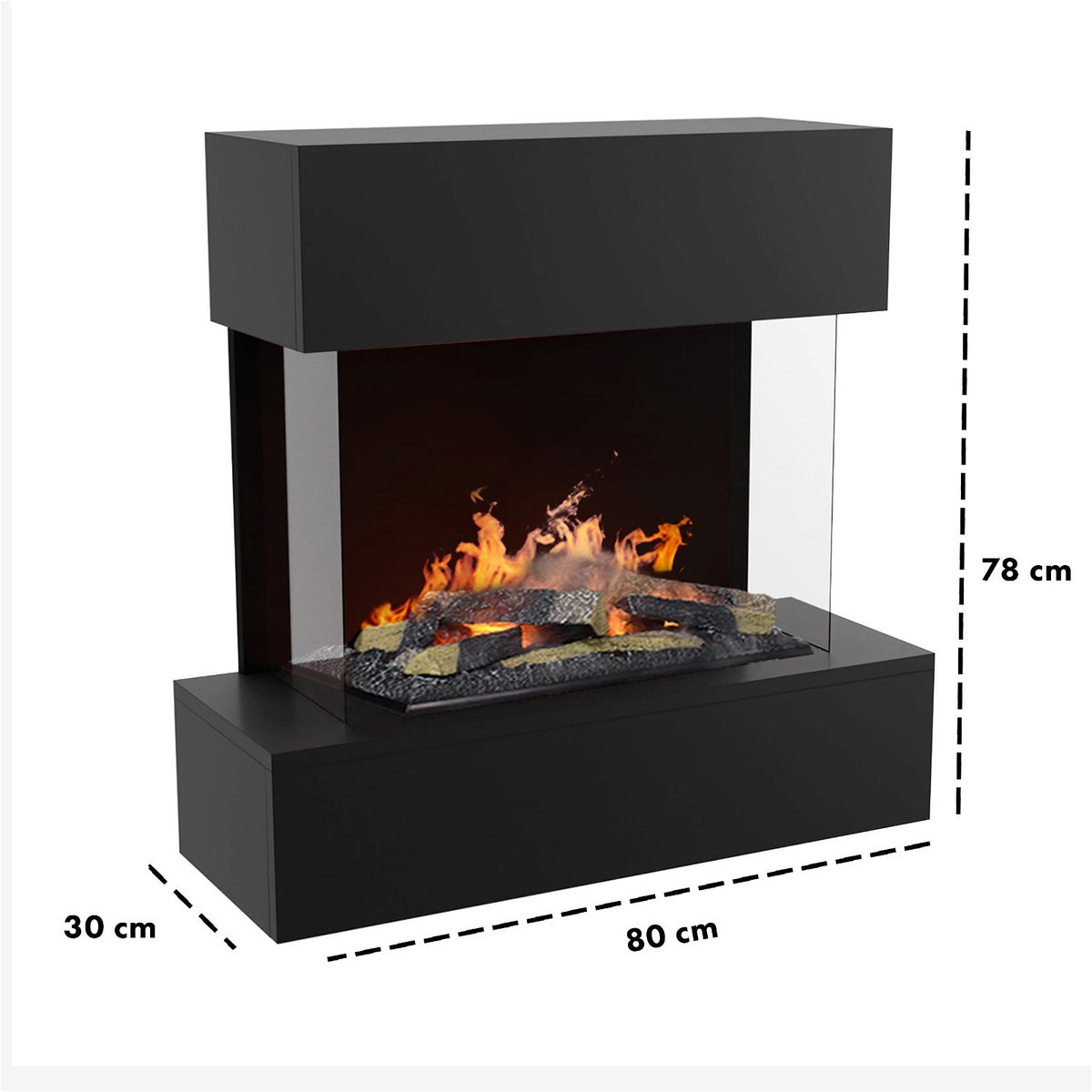 GLOW FIRE Elektrische haard 'Hölderlin' | Waterdamphaard met OMC 600 inclusief hout in zwart als wandhaard | HxBxD: 120x120x37 cm