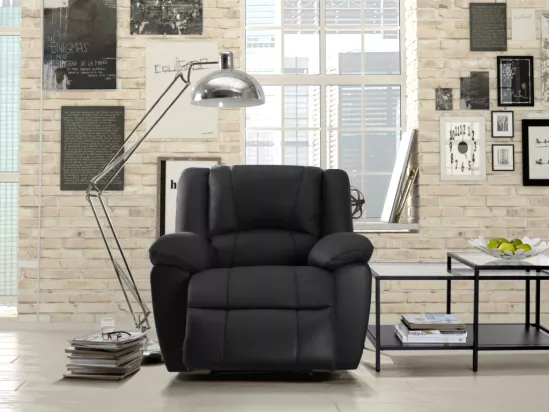 Fauteuil relax en cuir AROMA - Noir