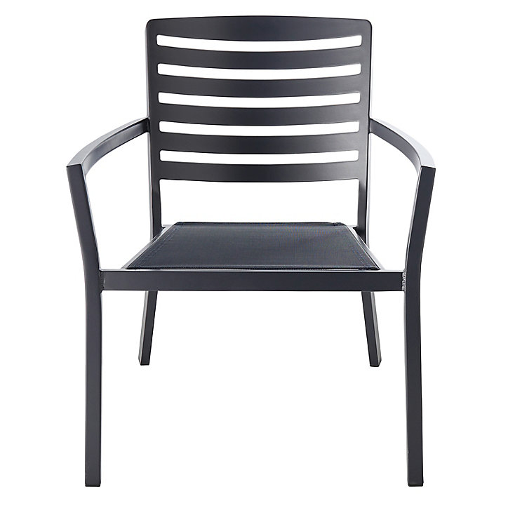 Fauteuil de jardin GoodHome Mikyo en aluminium - Coloris noir ébène - Hauteur 75 cm