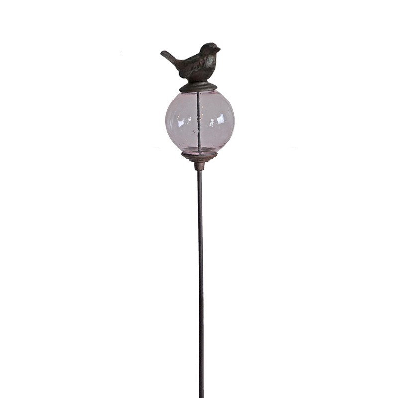 Tuteur boule oiseau rose queue haute 10x117cm