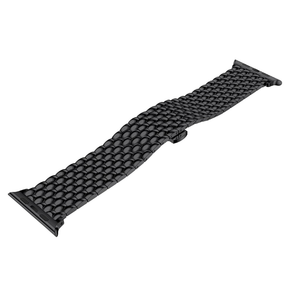 Apple Watch (42/41/40/38 mm) Edelstahl Armband mit Faltschliesse - Schwarz
