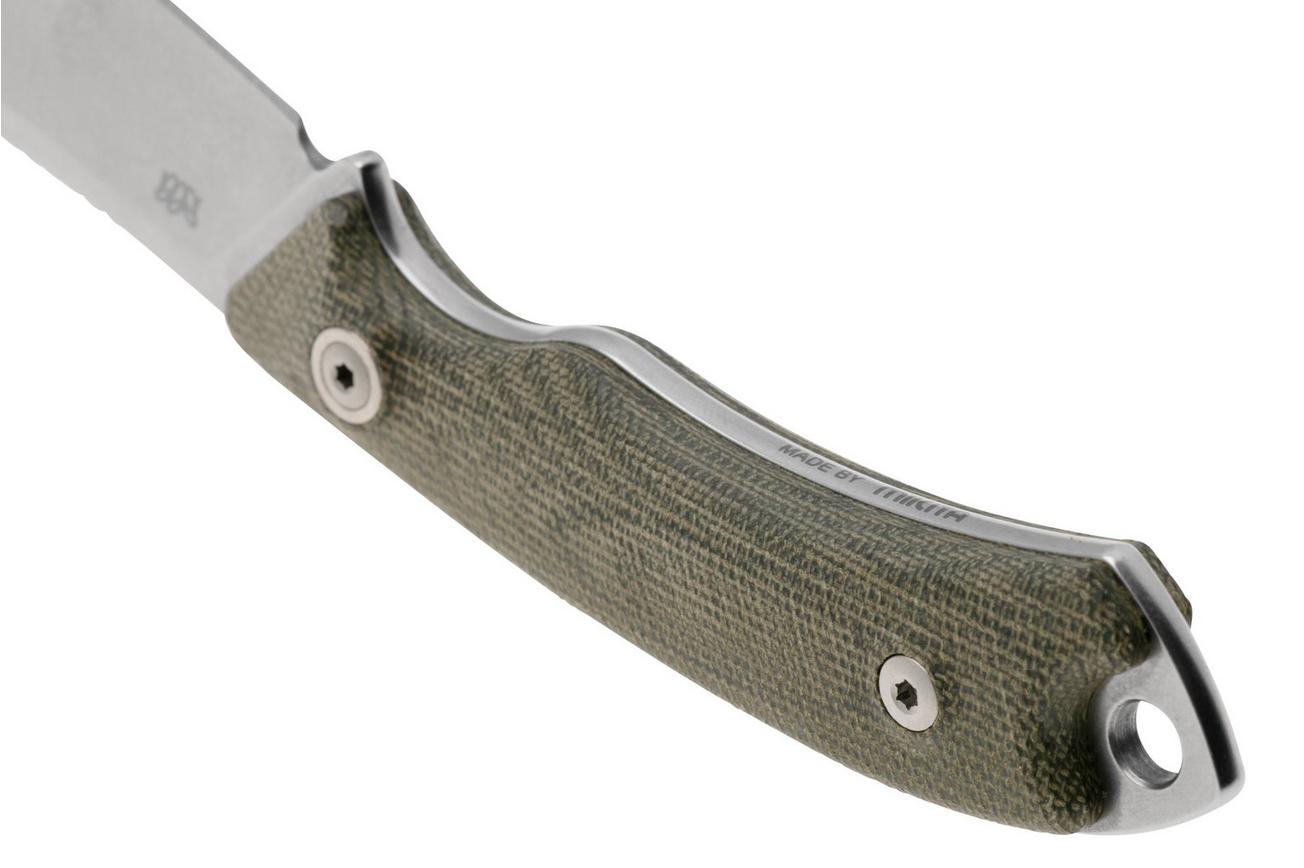 MKM Pocket Tango 1 Nessmuk PT1-GC Green Canvas Micarta vaststaand mes, David C. Andersen design