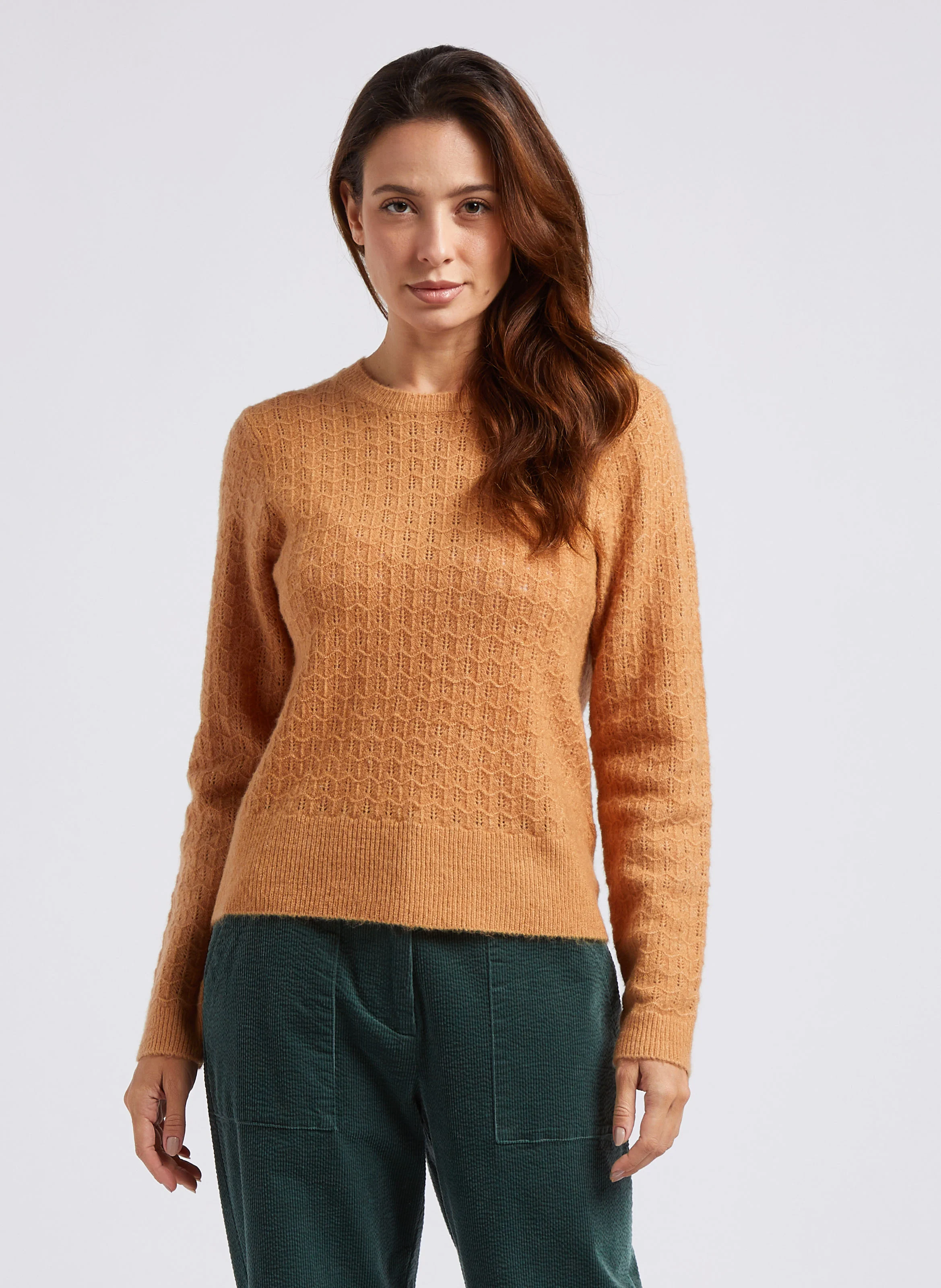 Pull droit à col rond | Beige