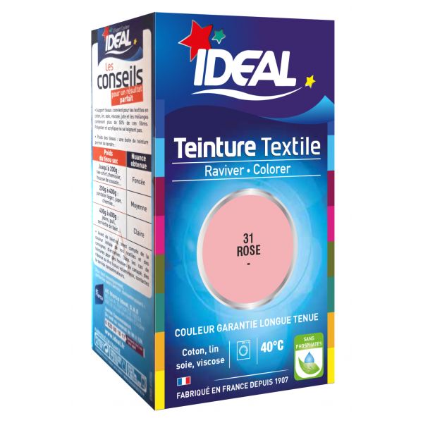 Ideal Tingimento de Roupa Nº. 31 Rose 1 Dose Tinta 40 ml   1 Dose Fixador de 50g