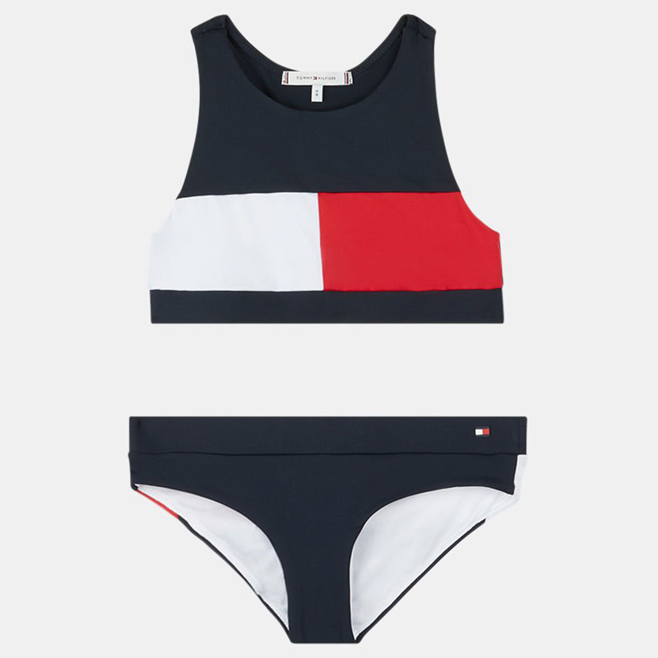 Tommy Hilfiger Maillot de Bain 2 Pièces en Matière recyclée Brassière Color-block bleu marine