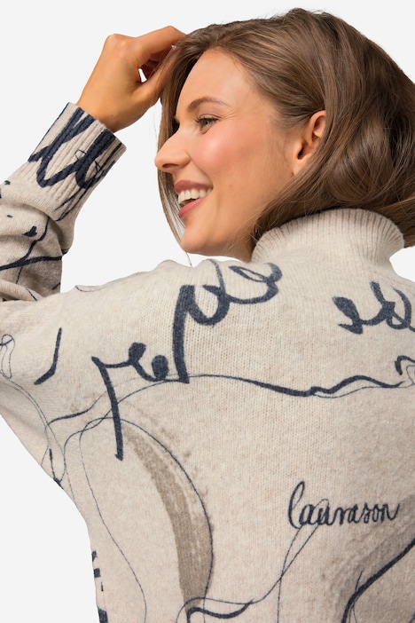 Pullover, Eisbären Print, Stehkragen, Langarm