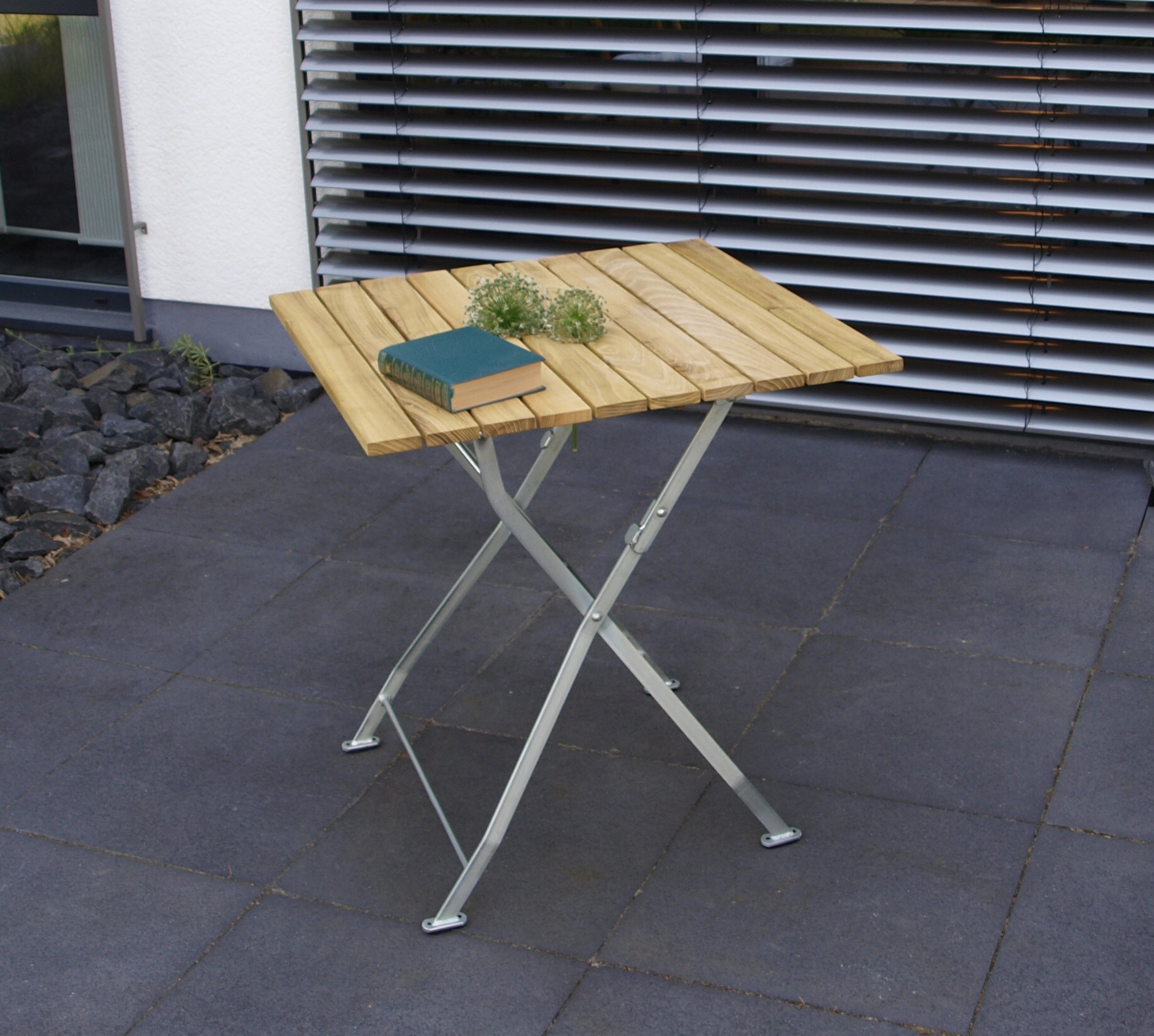 DEGAMO Klapptisch BAD TÖLZ 70x70cm, Flachstahl verzinkt + Robinie