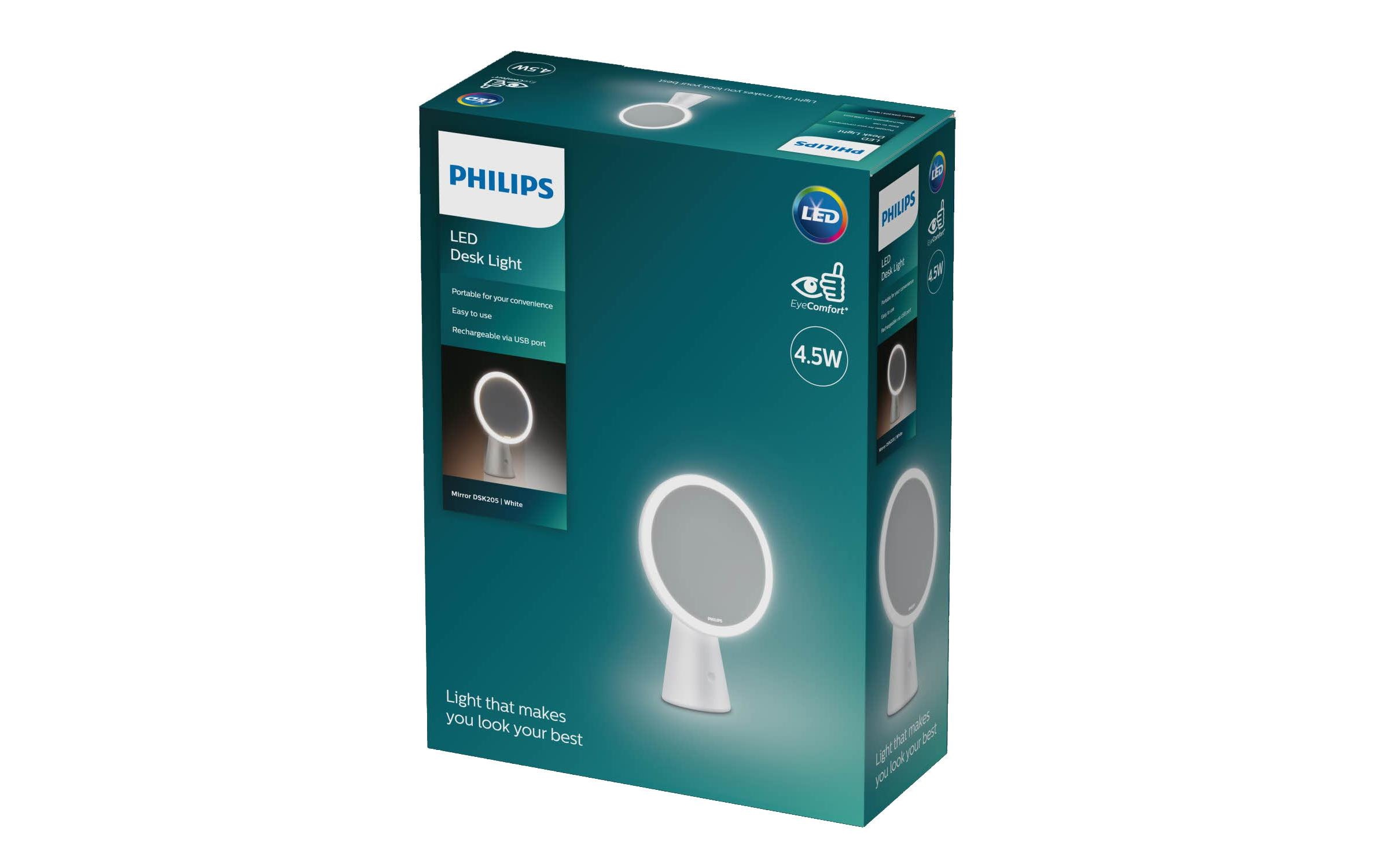 Tischleuchte Mirror DSK205, 4.5W 30-50K Weiss WeissKosmetikspiegel mit LED-Beleuchtung