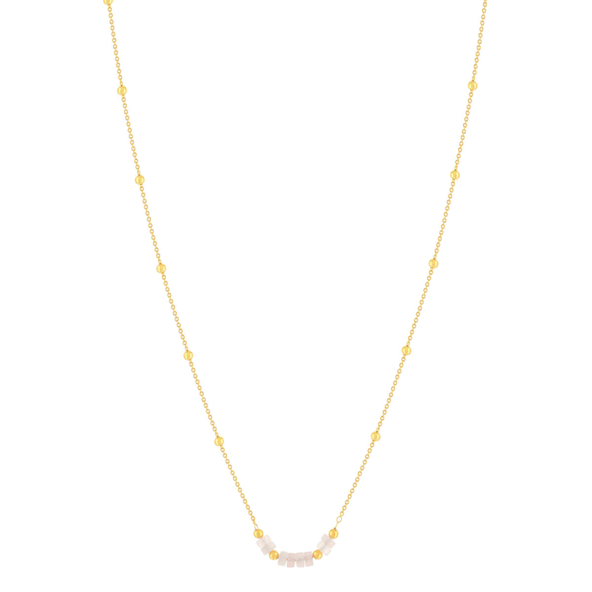 Collier plaqué or jaune quartz rose 42 à 47 cm
