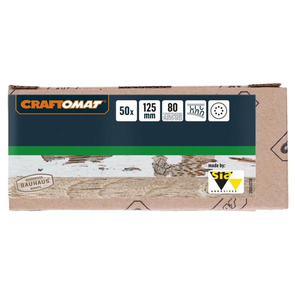 SLIPEPAPIR CRAFTOMAT Ø125MM K80 50STK