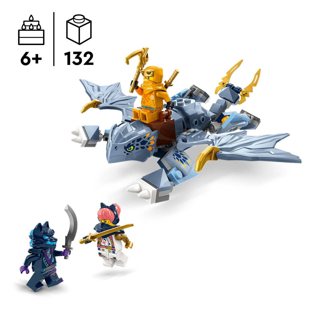 Blauwe draakJonge draak Riyu Rollenspellen Speelgoed Set met 3 Ninja Minifiguren 71810