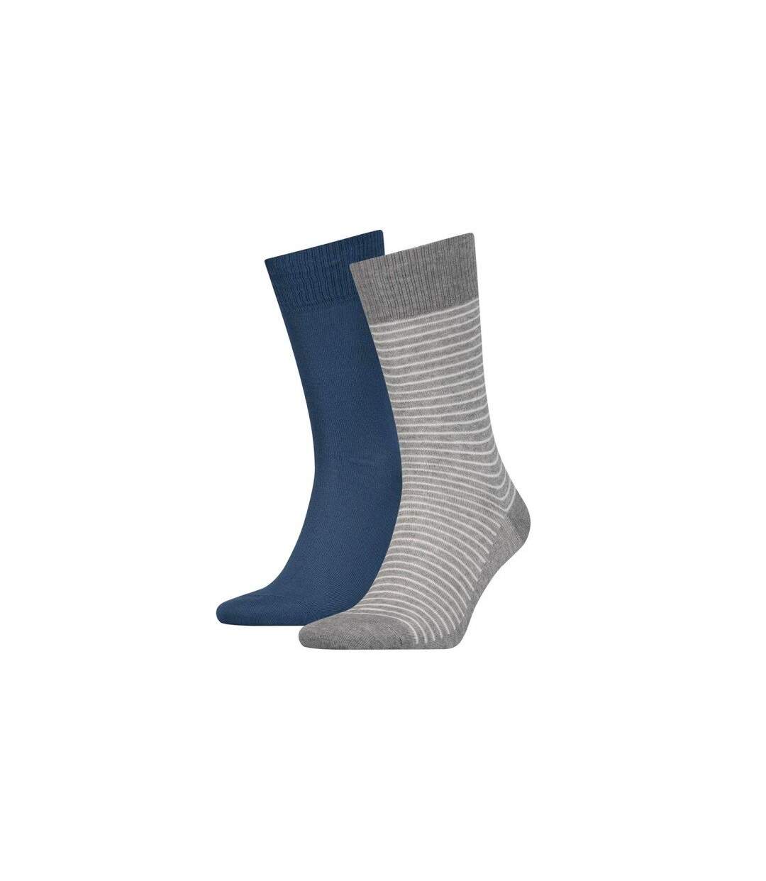 LEVI'S Lot de 2 paires de Chaussettes Mixte Coton VINTAGE STRIPE Gris Bleu