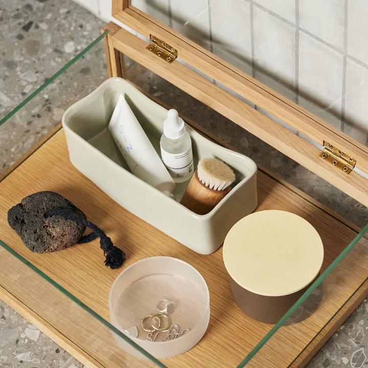 Hübsch Interior - Amare Schreibtisch Organizer small, sand / grün
