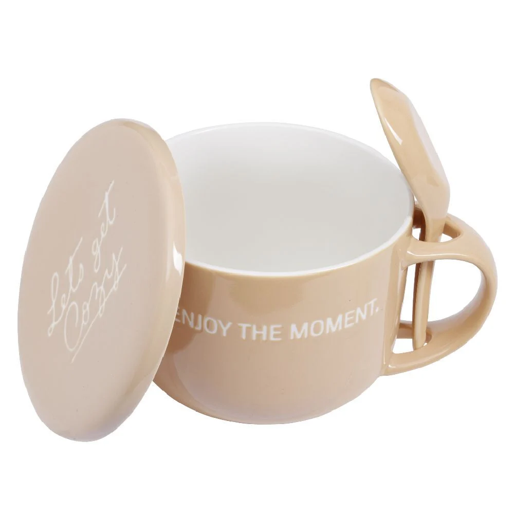 Bol soupe jumbo 62cl et cuillère porcelaine cocooning