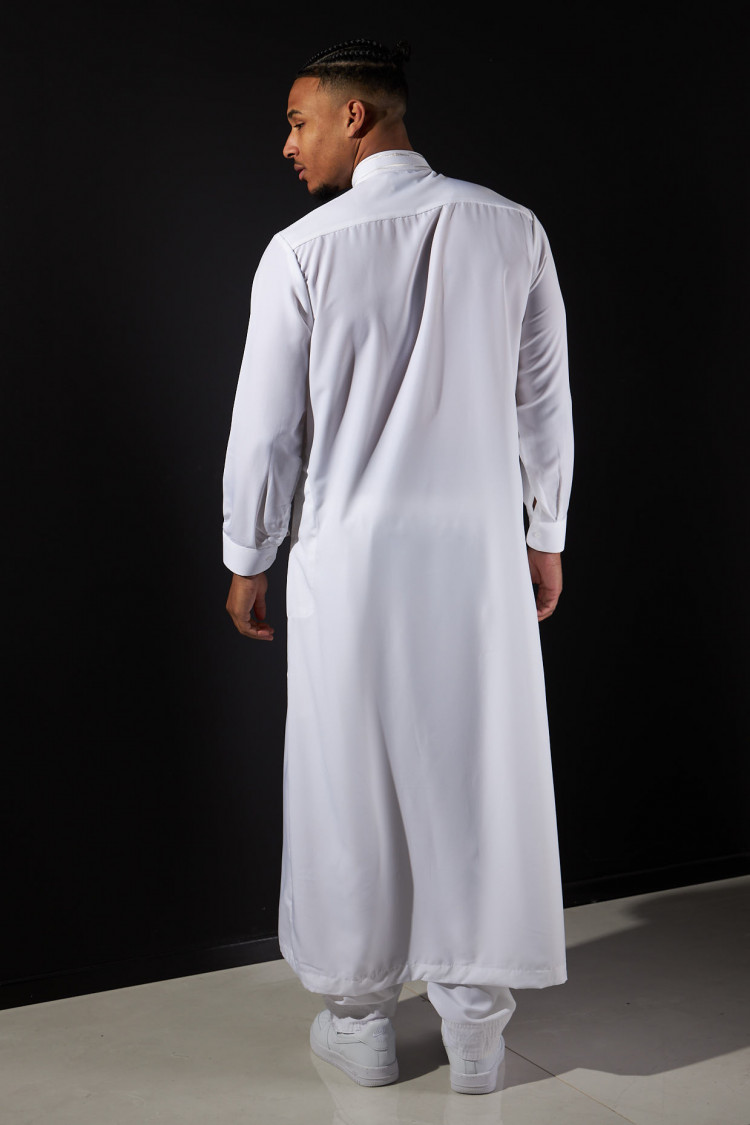 Ensemble 2 pièces qamis + pantalon blanc