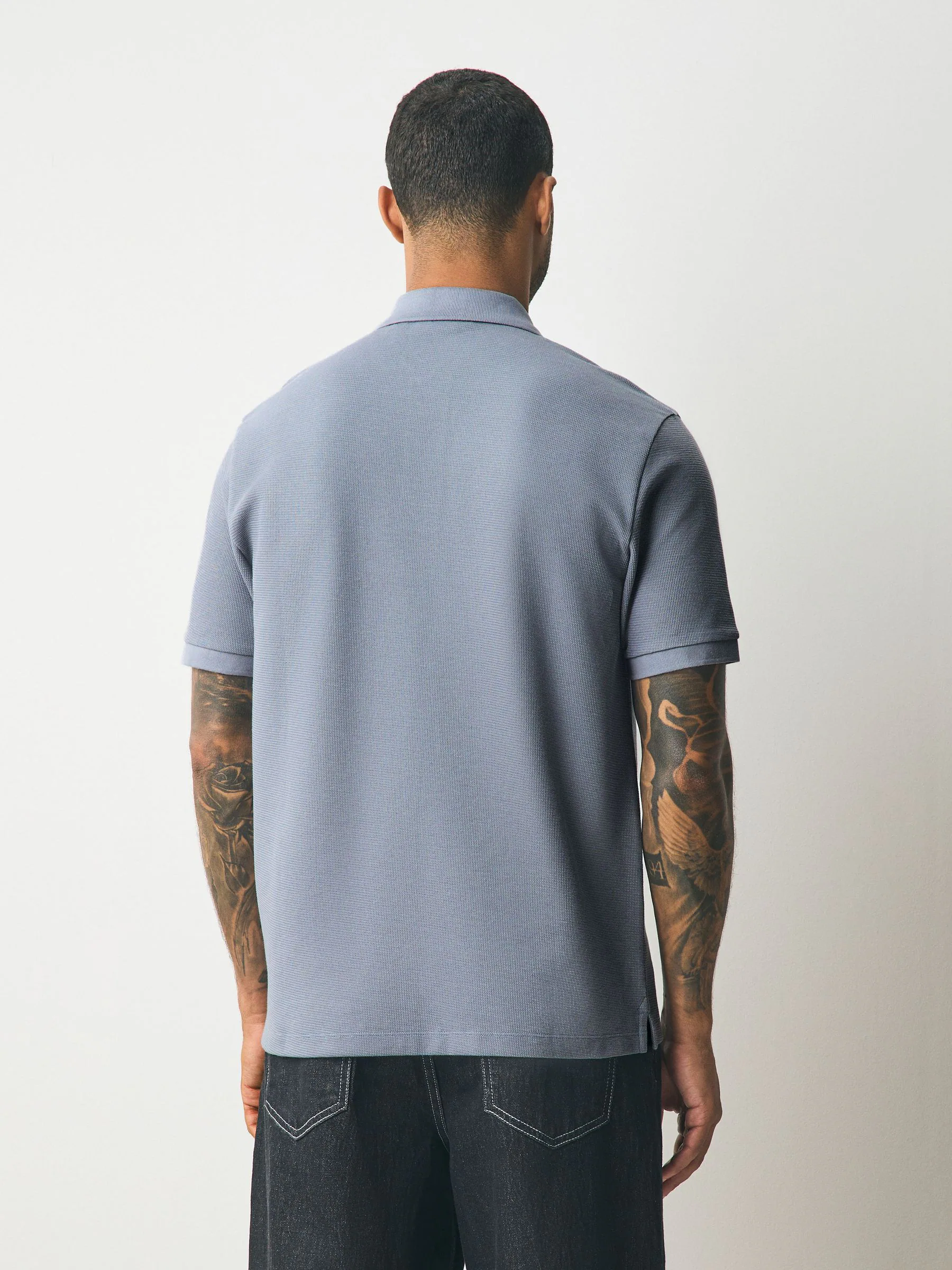 Blauw - Nette poloshirt met textuur