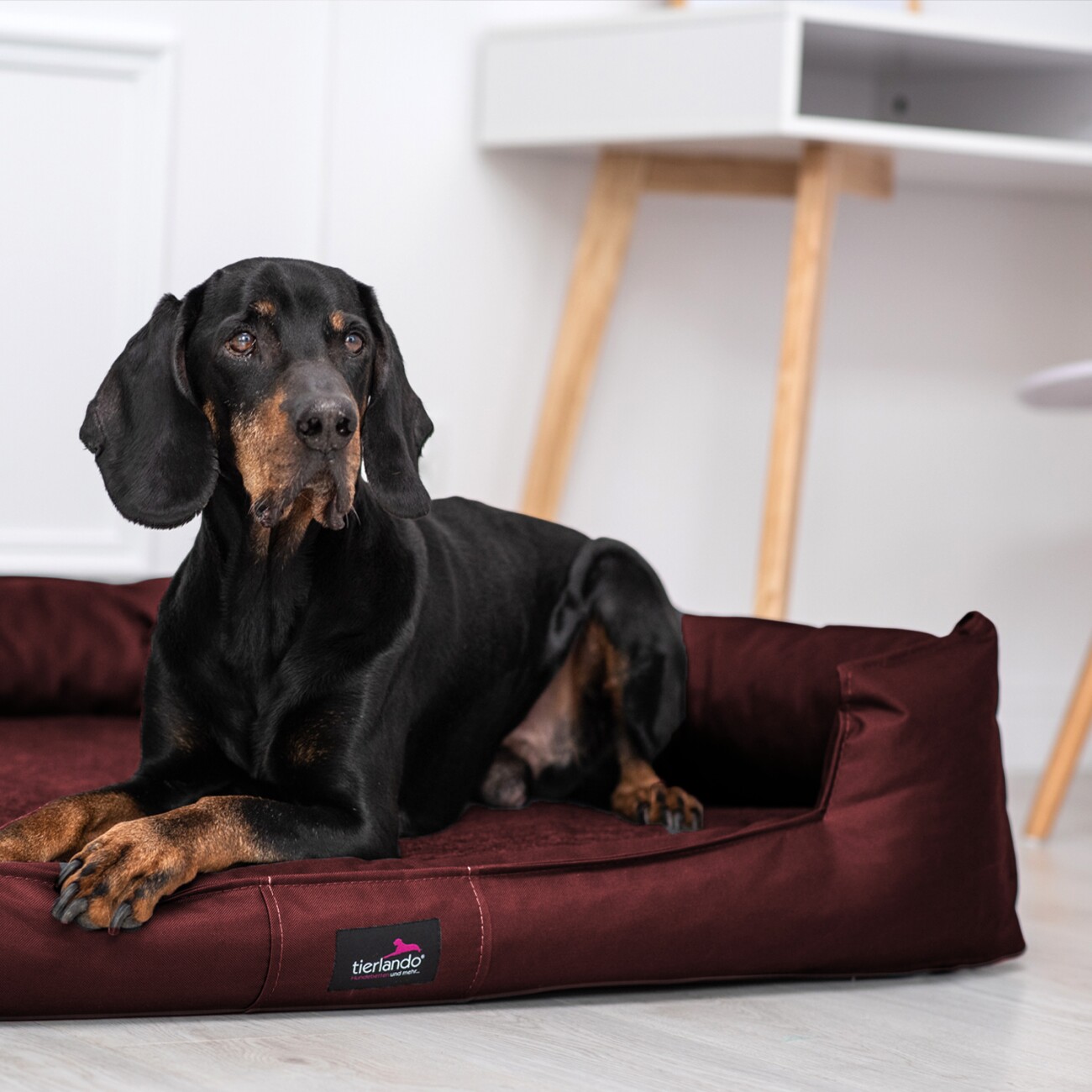 Tierlando GOOFY - Orthopädisches Hundebett aus Polyester inkl. Matratzenschoner bordeaux 90 cm, 22 cm, 75 cm