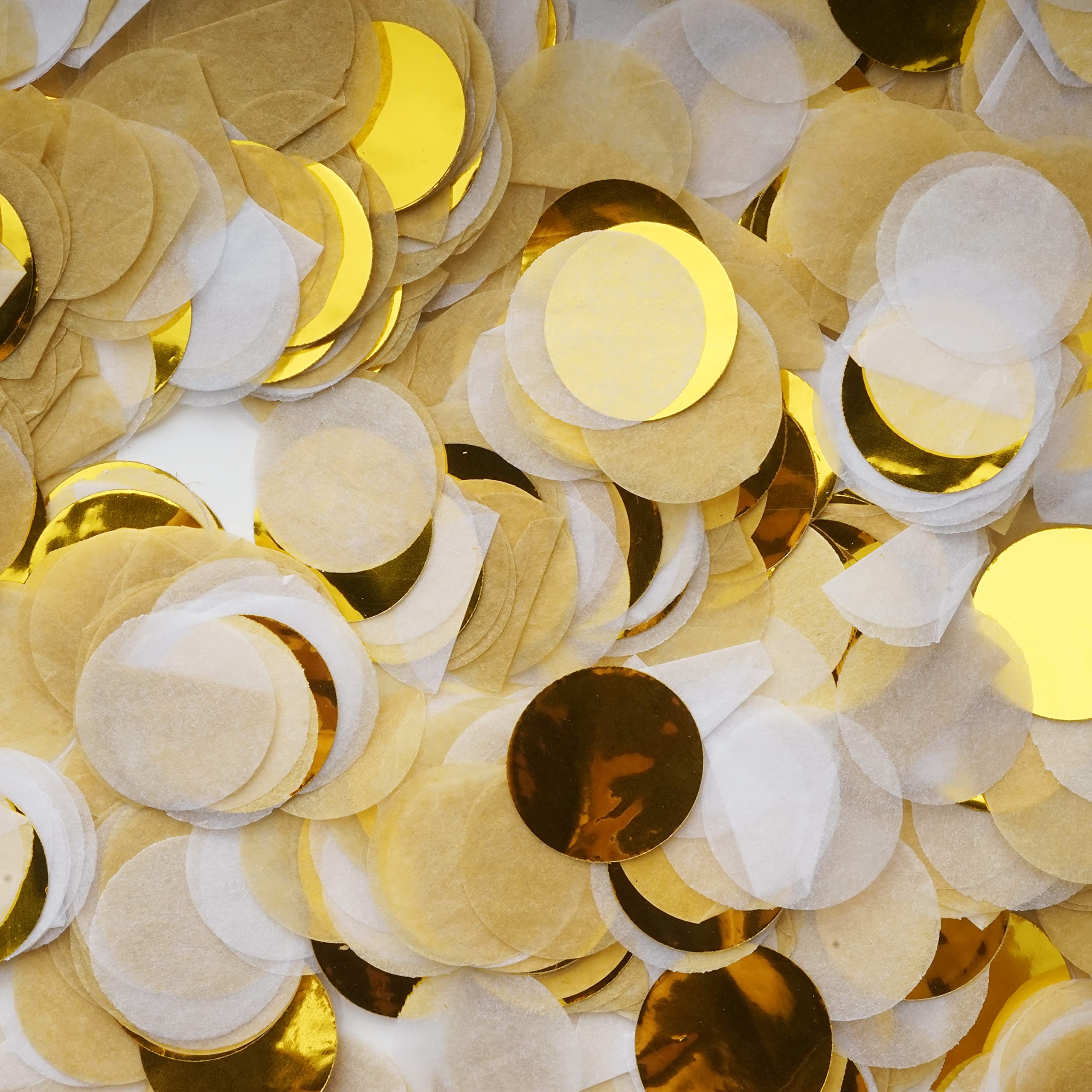 (50g) Ø25mm Seidenpapier Konfetti Party Dekoration Runde Streukonfetti Metallic Tischdeko - Weiss / Gold / Beige