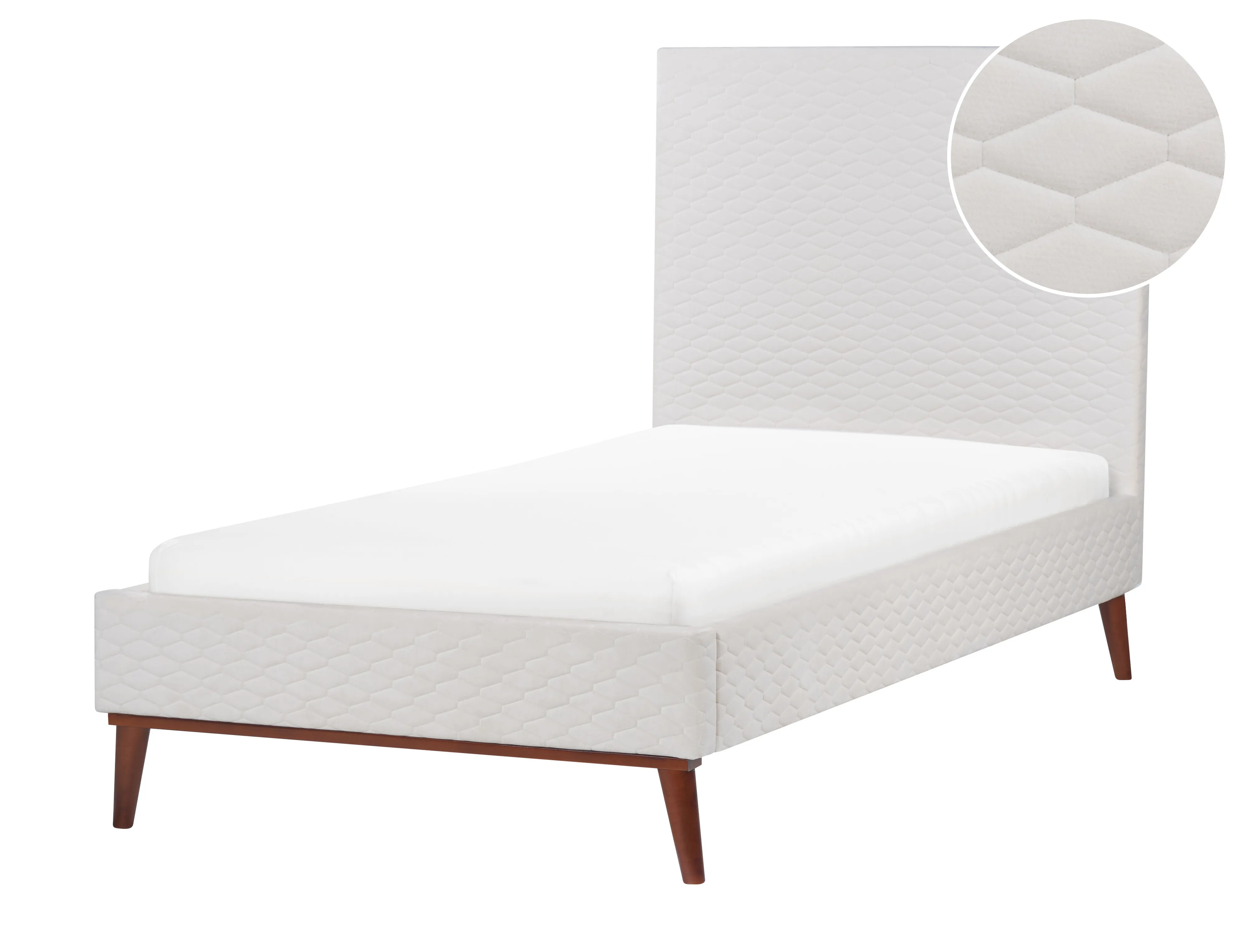 Bed Fluweel BAYONNE 90 x 200 cm Gebroken wit
