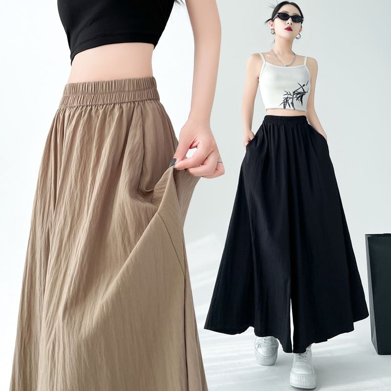 Luminato - Hoge taille effen cropped wijde broek