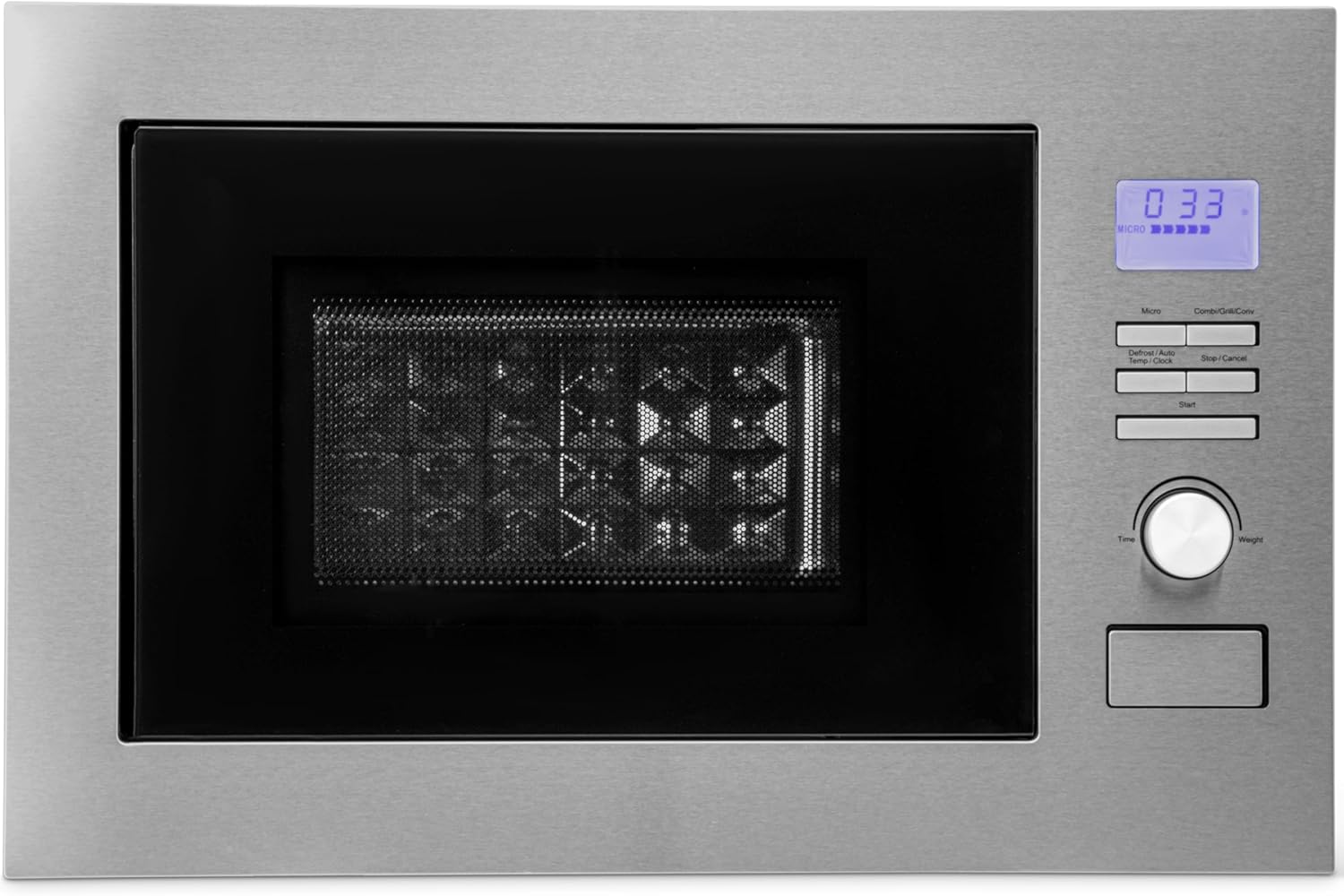 Bomann® Einbaumikrowelle mit Grill und Heißluft | 60cm | 900W Mikrowelle | 1300W Grill | 2300W Heißluft | inkl. Grillrost und Drehteller | 25L Einbau Mikrowellengerät | MWG 3001 H EB inox