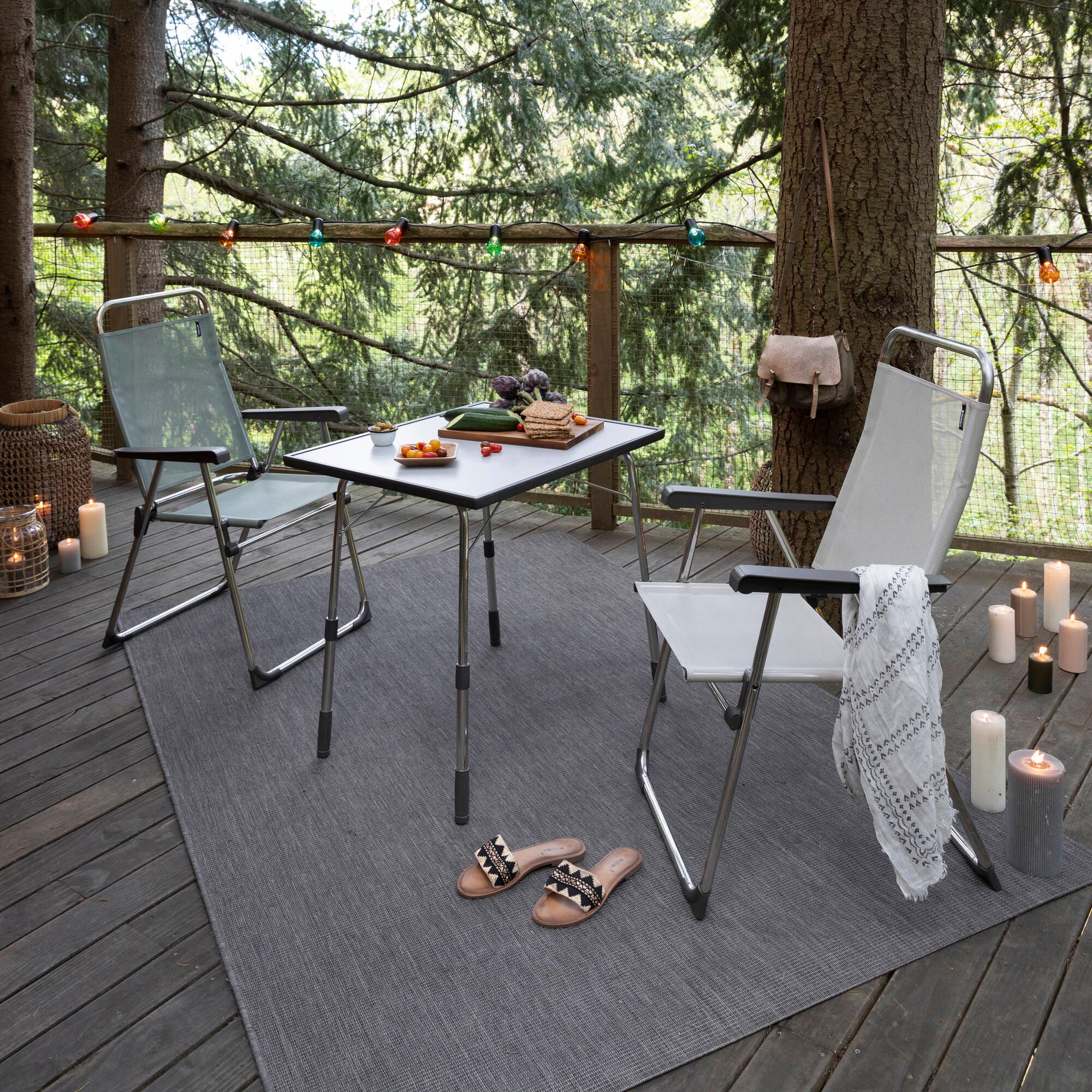 Klappbarer Campingtisch Louisiane Spanplatte Grau Carbon-Alu Brut