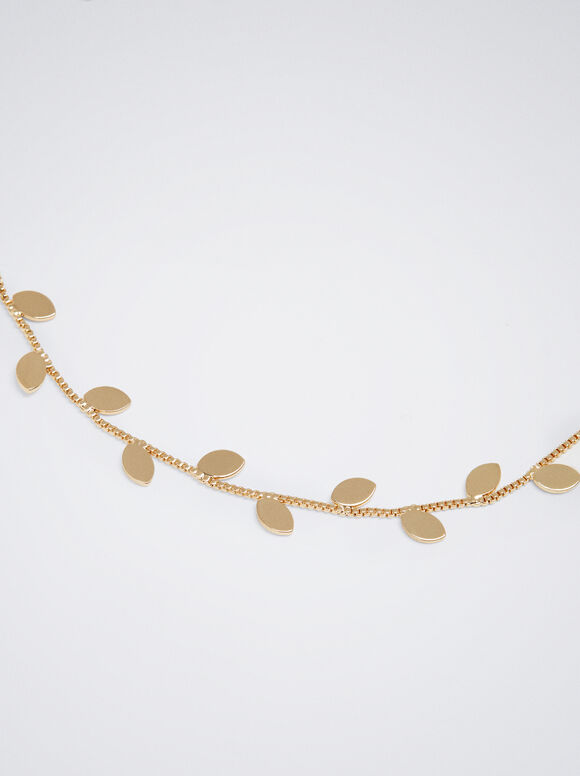 Colar dourado com folhas - Dourado