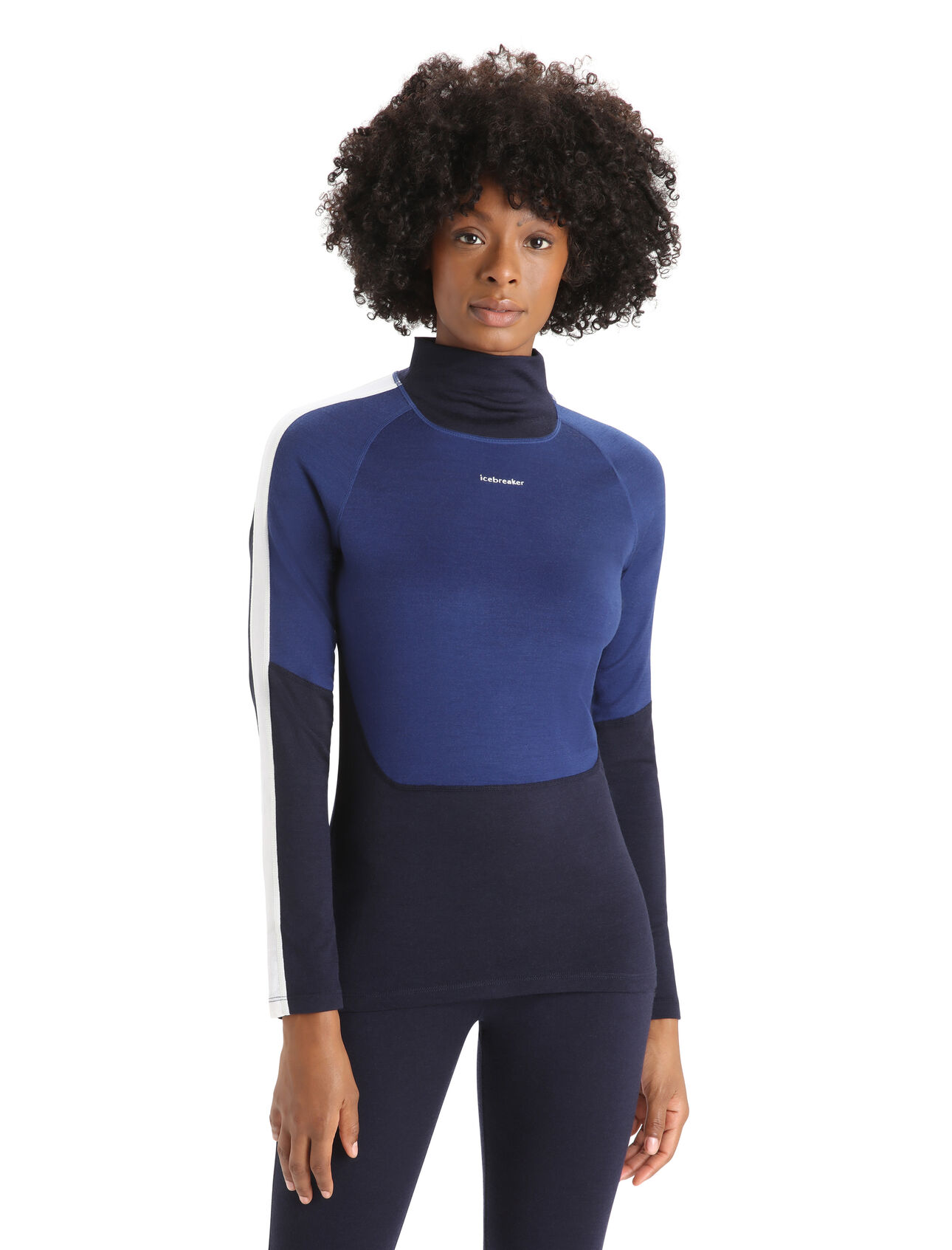 Icebreaker Merino 200 Oasis Sonebula LS High Neck Womens Midnight Navy/Royal Navy