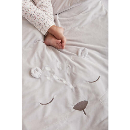 Housse couette 100 cm X 140 cm veloudoux gris Babou & Kendi - NOUKIE 'S