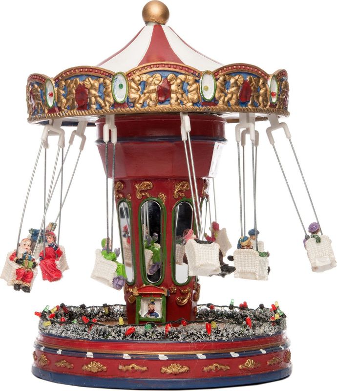 Intratuin - Kerstdorp Draaimolen - 21 x 21 x 28 cm - Kerstversiering