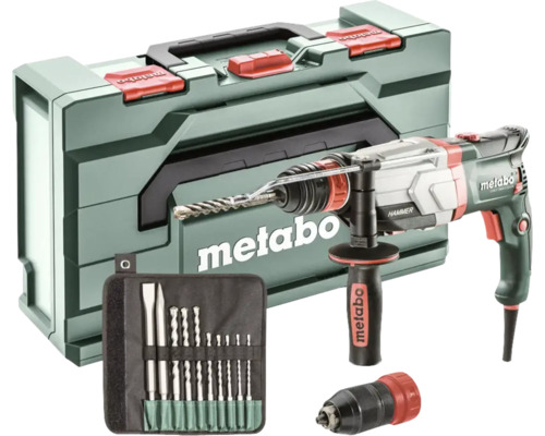 Metabo UHEV 2860-2 Quick Set boor- en beitelhamer inclusief verwisselbare boorkop en 10-delige SDS-plus boor-/beitelset.