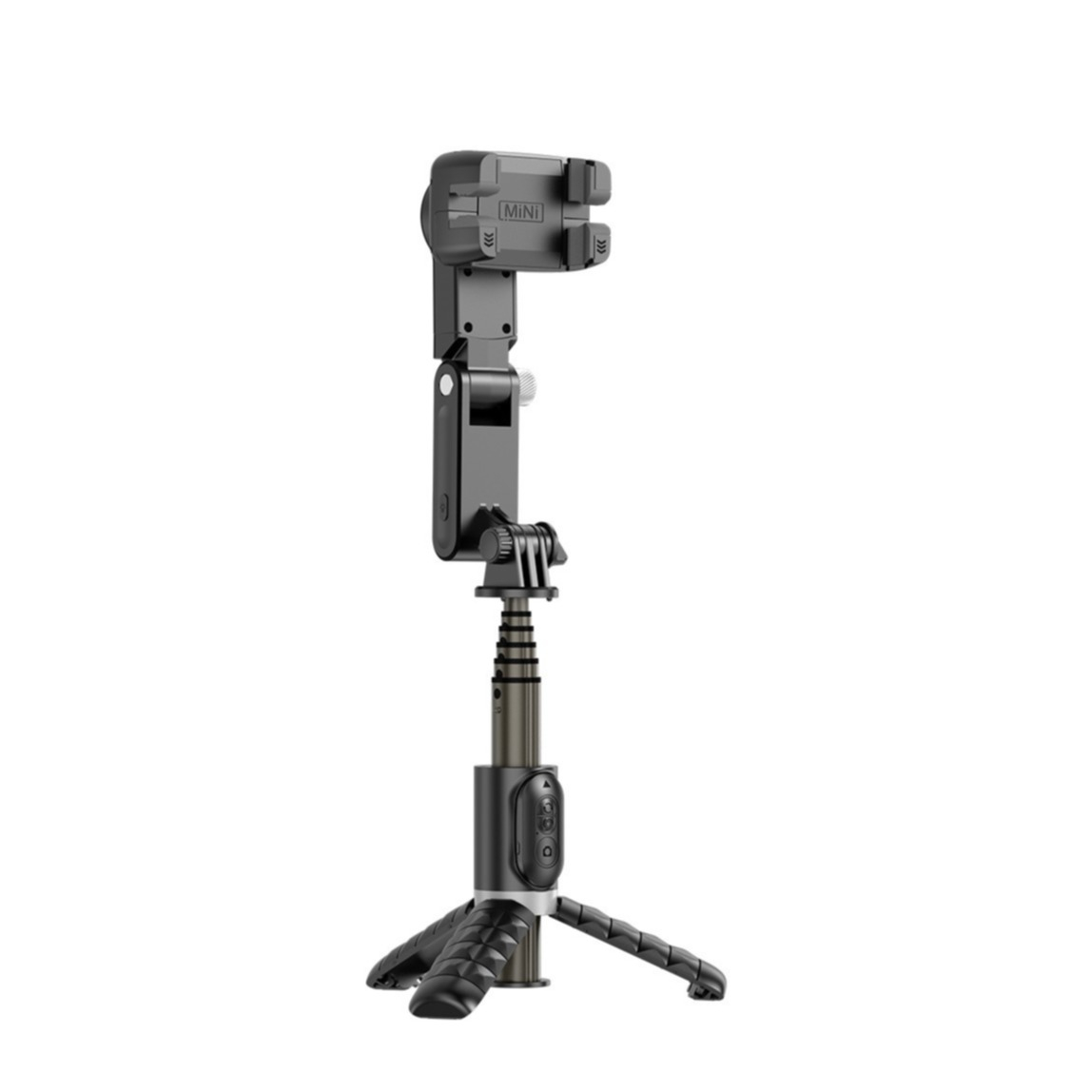(70cm) Gimbal 1-Achsen Stabilisator Selfie Stick Tripod Stativ Halterung mit Bluetooth Fernauslöser und LED Beleuchtung für Smartphones - Schwarz