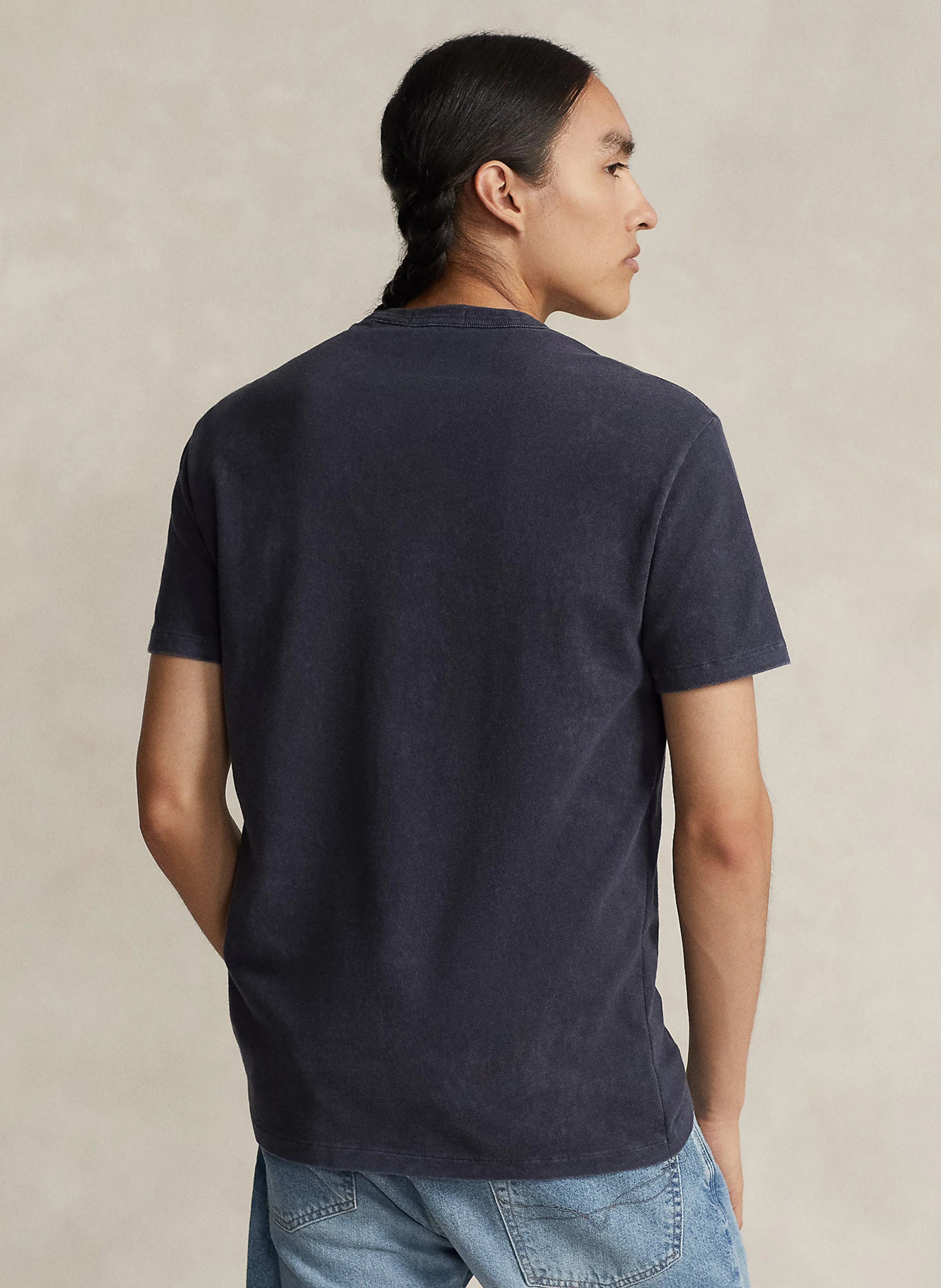 Tee-shirt droit col rond en coton | Noir