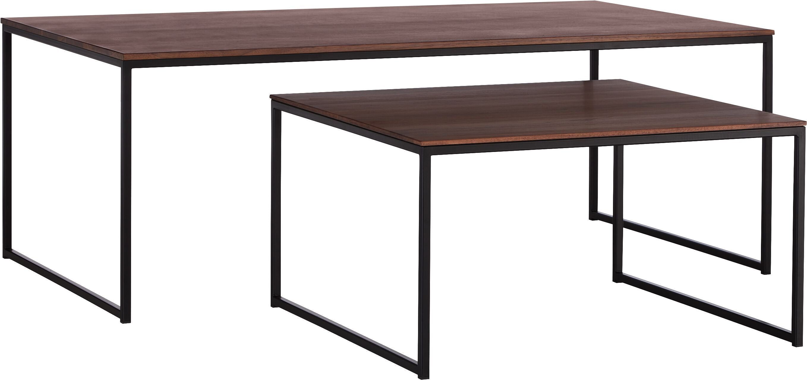 AVEA Salontisch - Nussbaum massiv / schwarz / B: 65.0 cm x T: 65.0 cm x H: 36.0 cm